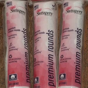 Swisspers Premium Cotton Rounds - Pink & White (100 Count Each Pack) 3packs